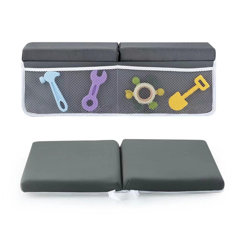 PandaEar Comfortable Baby Bath Kneeler and Elbow Rest Pad Set, Non-Slip Bathtub Kneeling Pad for Bathing Baby Tub Knee Mat, Bath Pad for Tub, Bath Tub Cushion Mat with Toy Organizer Storage Pockets - Image 1