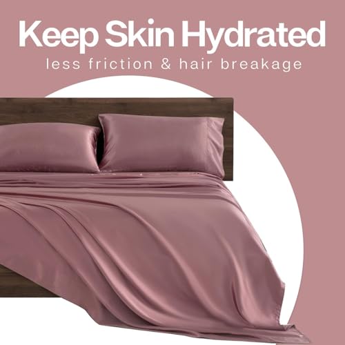 GO WELL Solid Satin Silk Pillow Covers Pack of 2 for Hair and Skin-with Satin Scrunchies |Satin Pillow coves for Hair and Skin|scrunchies for Women 3-Piece|Silk Pillow case (Gold Rose) 800Tc - Image 5