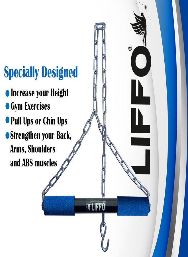 Liffo® Pull Up Bar Hanging Rod For Height Increase For Kids,Adult With Weight Lifting Gloves (4FT) Blue - Image 2