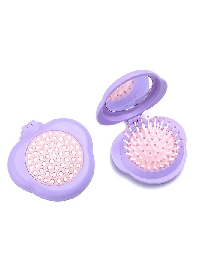 Portable Air Cushion Comb Mirror 3 in 1 Hair Brush Detangling Styling Tool Purple - Image 4