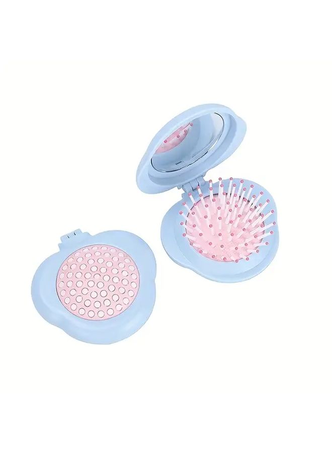 Portable Air Cushion Comb Mirror 3 in 1 Hair Brush Detangling Styling Tool Purple - Image 2