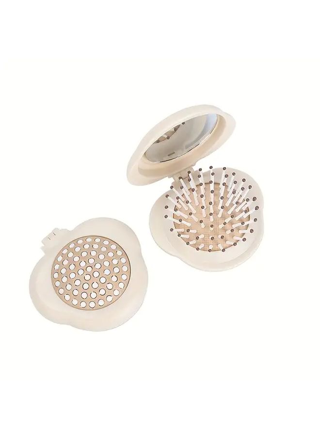 Portable Air Cushion Comb Mirror 3 in 1 Hair Brush Detangling Styling Tool Purple - Image 3