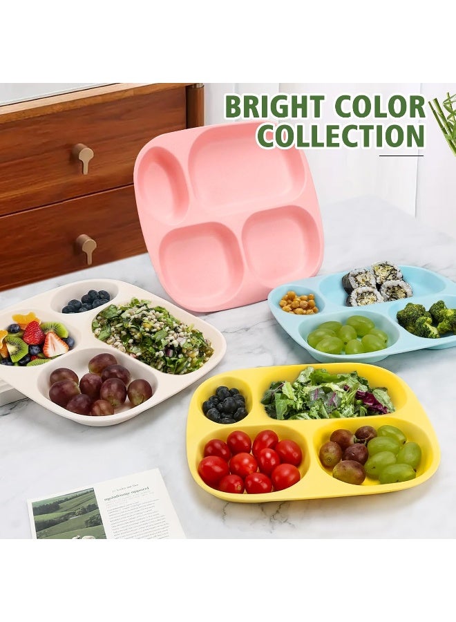 Shopwithgreen Bamboo Divided Plates Set for Kids Adults 4- Large Bamboo Dinnerware for Toddlers Kids Children, BPA Free, Non Slip, Stackable, Dishwasher Safe, 9.4 inch - Image 5