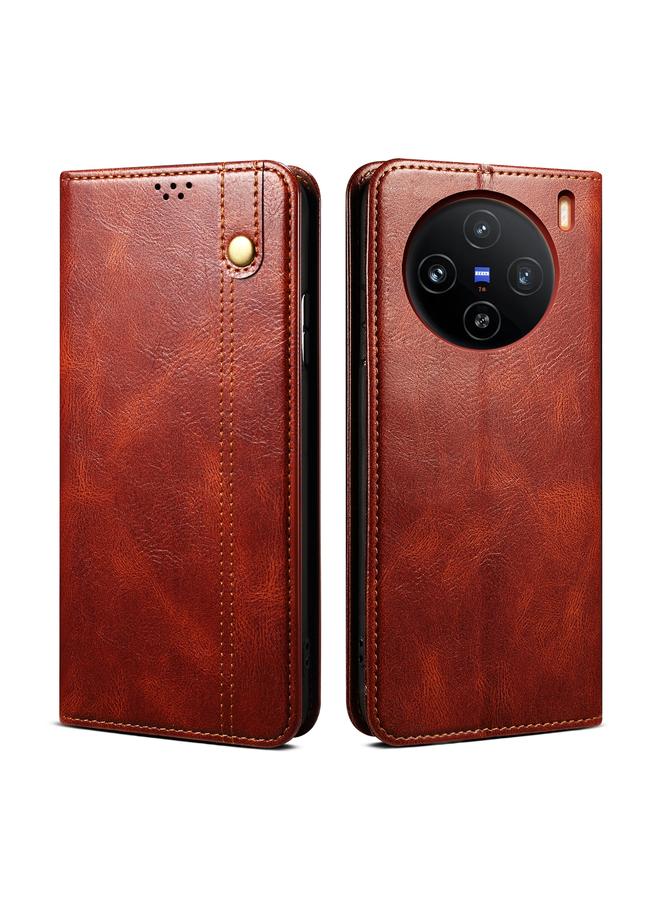 Case For vivo X100 Oil Wax Crazy Horse Texture Leather Phone Case