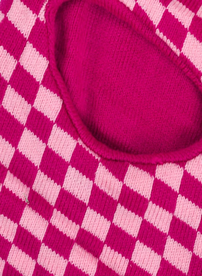Queen Style Woolen Kids Monkey Caps for Boys and Girls (Fit for Age 1-3 Years- Pack of 2) (Pink & Sky Blue) - Image 3
