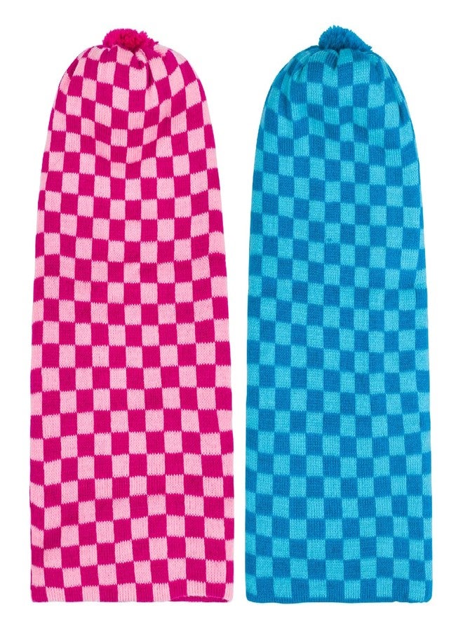Queen Style Woolen Kids Monkey Caps for Boys and Girls (Fit for Age 1-3 Years- Pack of 2) (Pink & Sky Blue) - Image 2