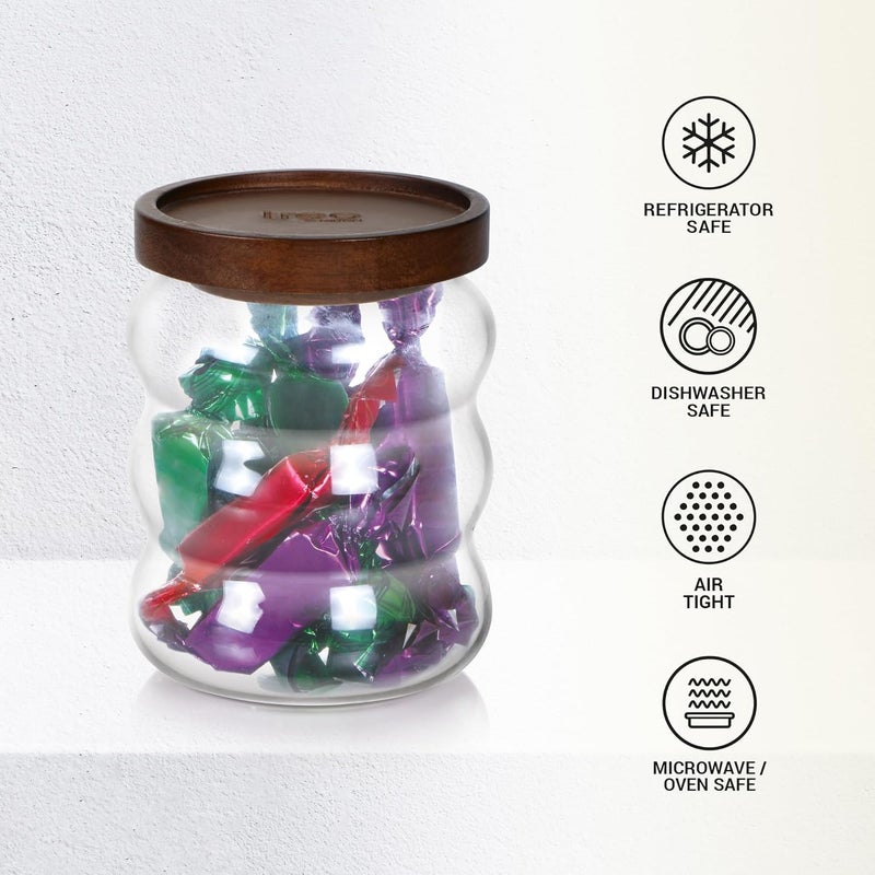Treo by Milton Belly Storage Jar With Wooden lid Set of 2, 500 ml Each, Transparent | Storage Jar | Refrigerator Safe | Air Tight | Dishwasher and Microwave Safe | Light Weight - Image 4
