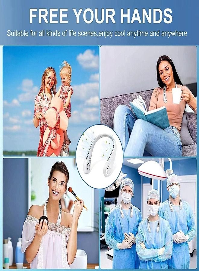 Bladeless Neck Fan, Rechargeable Portable Personal Fan, 360° Ultra-Quiet Neck Cooling, 3 Changeable Speeds, Wearable USB Fan for Office, Travel, Outdoor (White) - Image 5