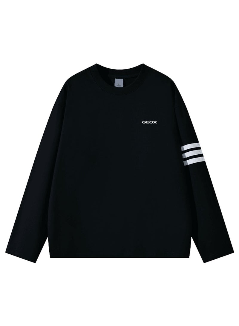 GEOX Men's & Women's Long Sleeve Casual Crew Neck Sweatshirt Regular Fit Daily Wear Black - Image 3