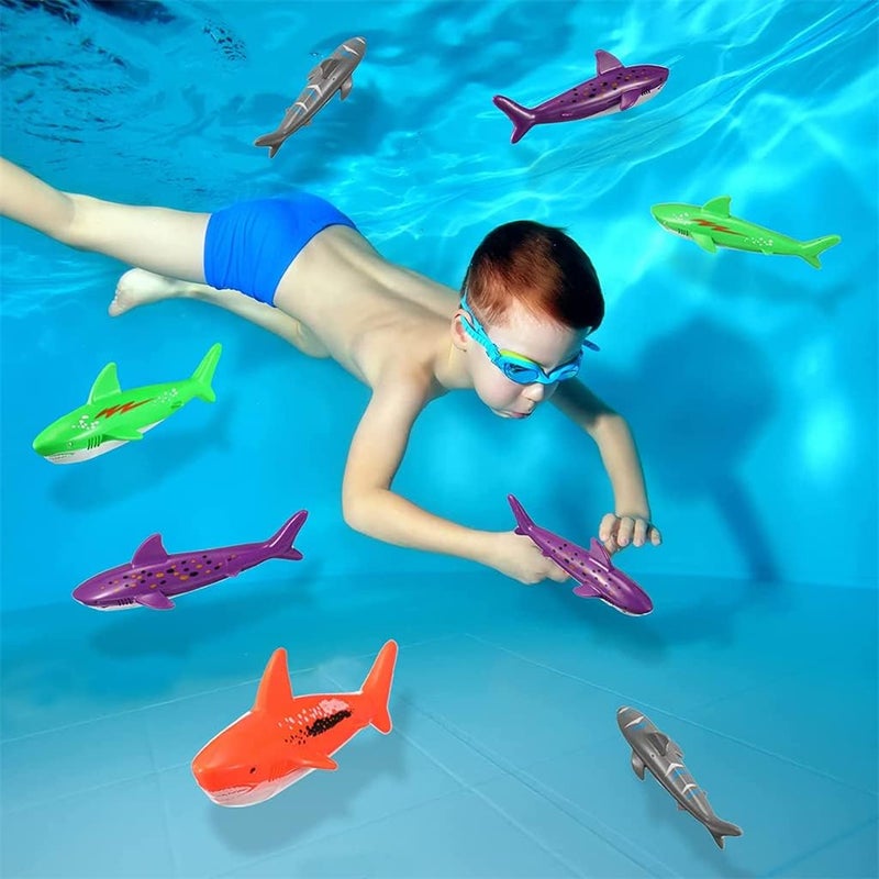 Luckam 20 قطعة لعبة غوص في المسبح تحت الماء رمي الغوص انزلاق سمكة القرش ألعاب انزلاق السباحة صواريخ مائية صغيرة ألعاب تدريب الغوص لتعلم السباحة - Image 3