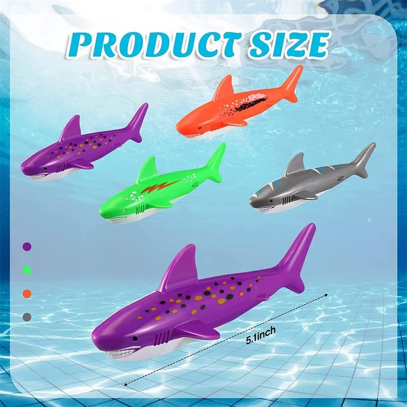 Luckam 20 قطعة لعبة غوص في المسبح تحت الماء رمي الغوص انزلاق سمكة القرش ألعاب انزلاق السباحة صواريخ مائية صغيرة ألعاب تدريب الغوص لتعلم السباحة - Image 2