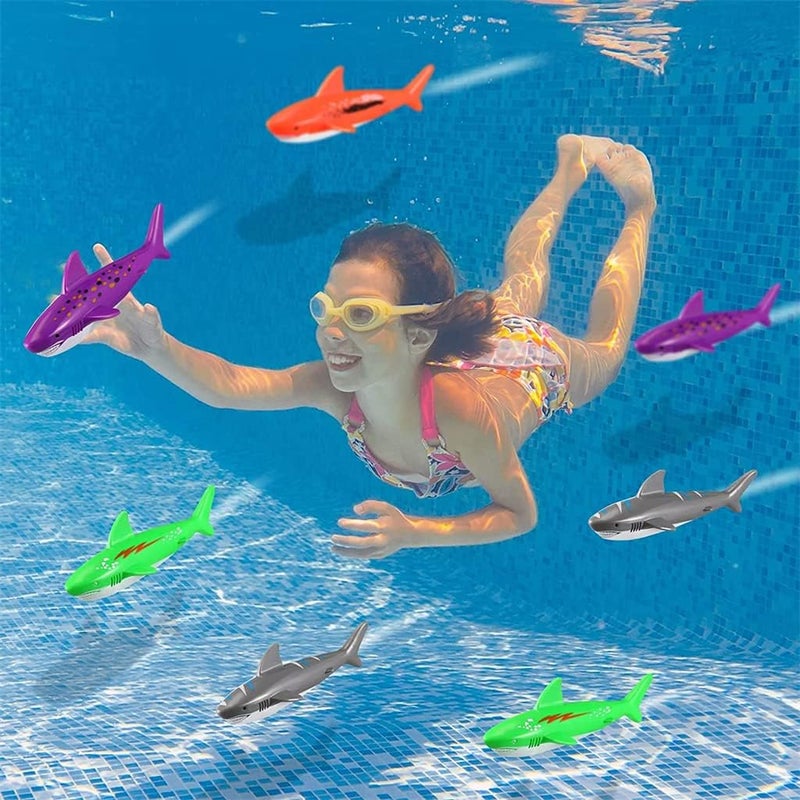 Luckam 20 قطعة لعبة غوص في المسبح تحت الماء رمي الغوص انزلاق سمكة القرش ألعاب انزلاق السباحة صواريخ مائية صغيرة ألعاب تدريب الغوص لتعلم السباحة - Image 4