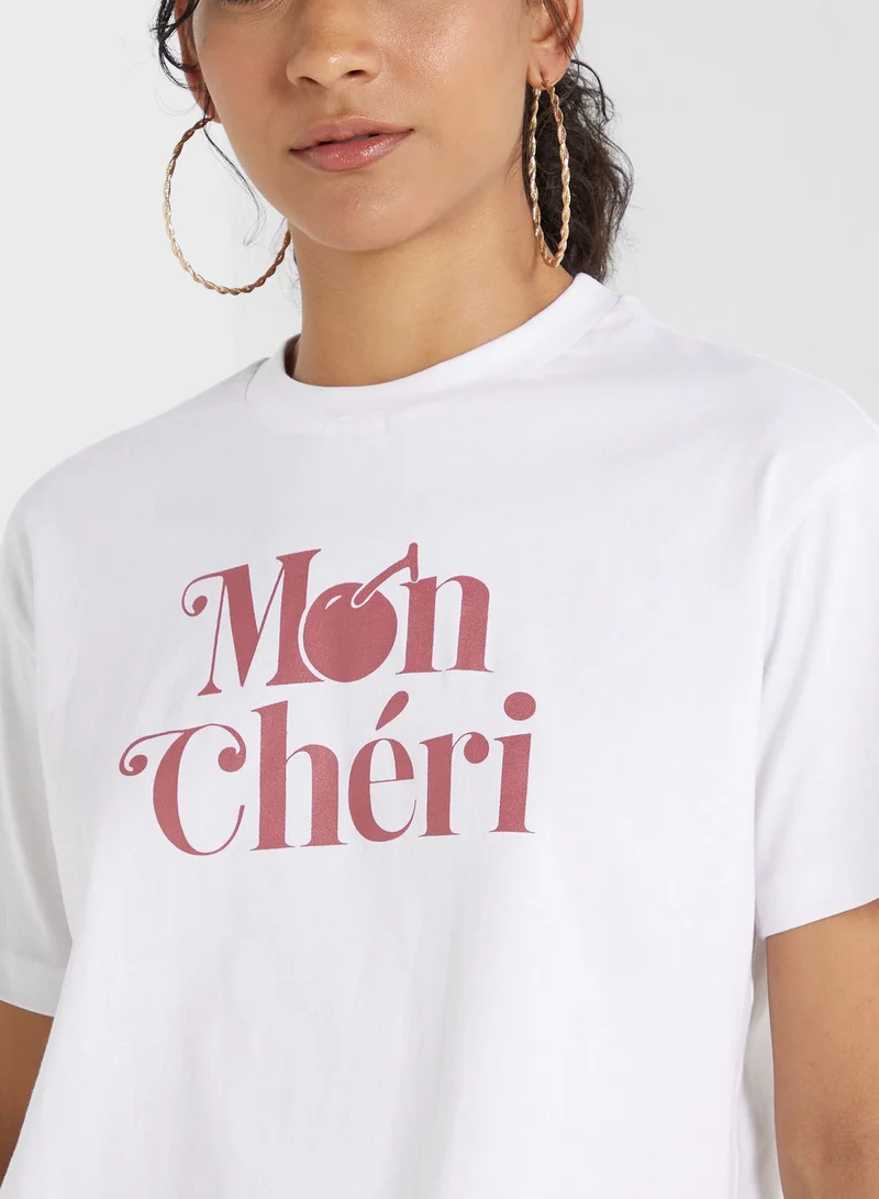 جينجر Cropped Slogan Tshirt