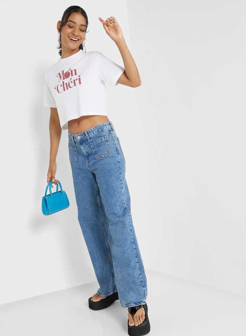 جينجر Cropped Slogan Tshirt