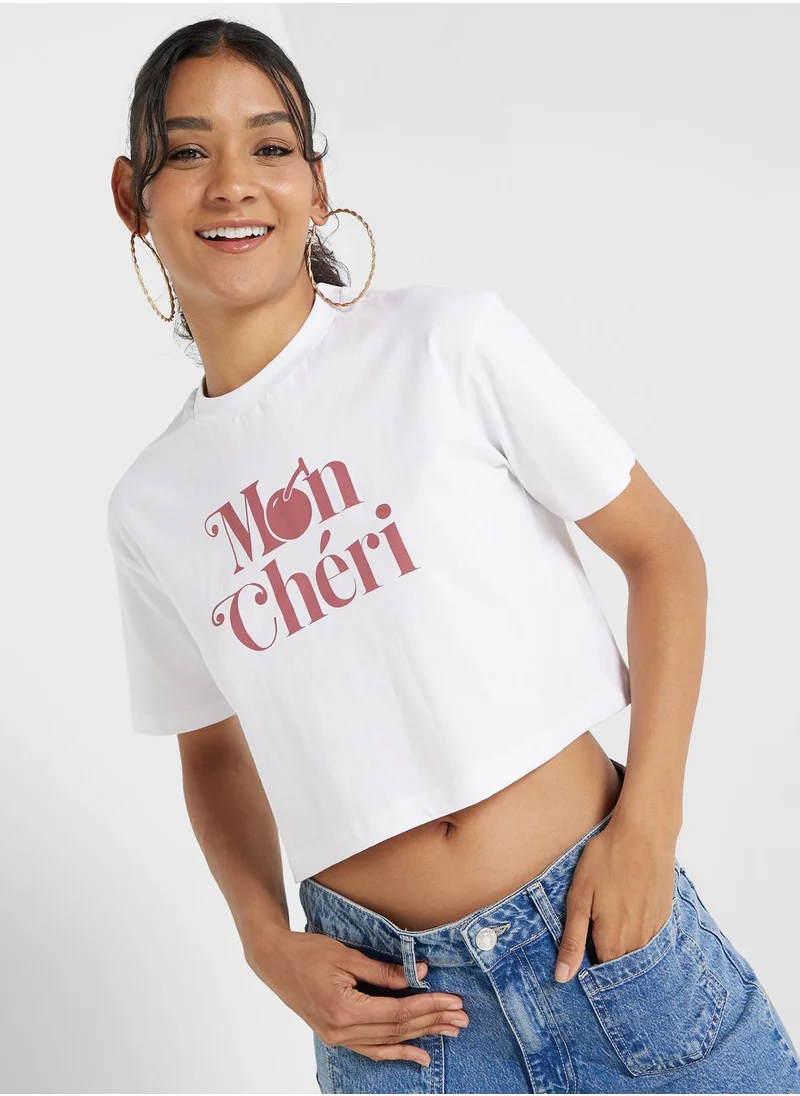 جينجر Cropped Slogan Tshirt