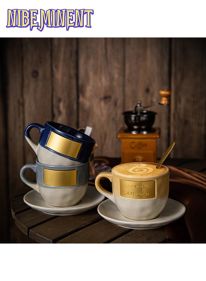 NIBEMINENT Middle Eastern-Inspired Ceramic Coffee Cup with Copper Accent - Insulated, Reusable, Perfect for Home & Holiday Gifts  - Image 2