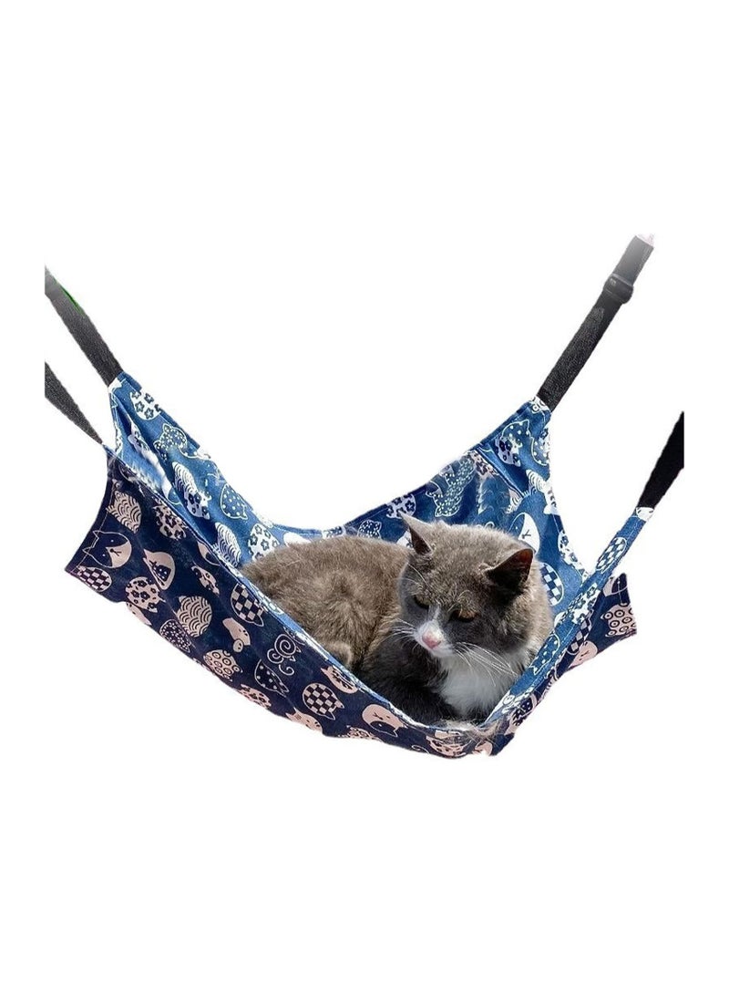 أرجوحة من القماش للقطط، أرجوحة معلقة للقطط، أرجوحة قفص للحيوانات الأليفة، ناعمة ومسامية، موصى بها للحيوانات الأليفة التي يقل وزنها عن 6 كجم، مناسبة للقطط والكلاب والأرانب والهامستر، إلخ. 53 × 35 سم - Image 1