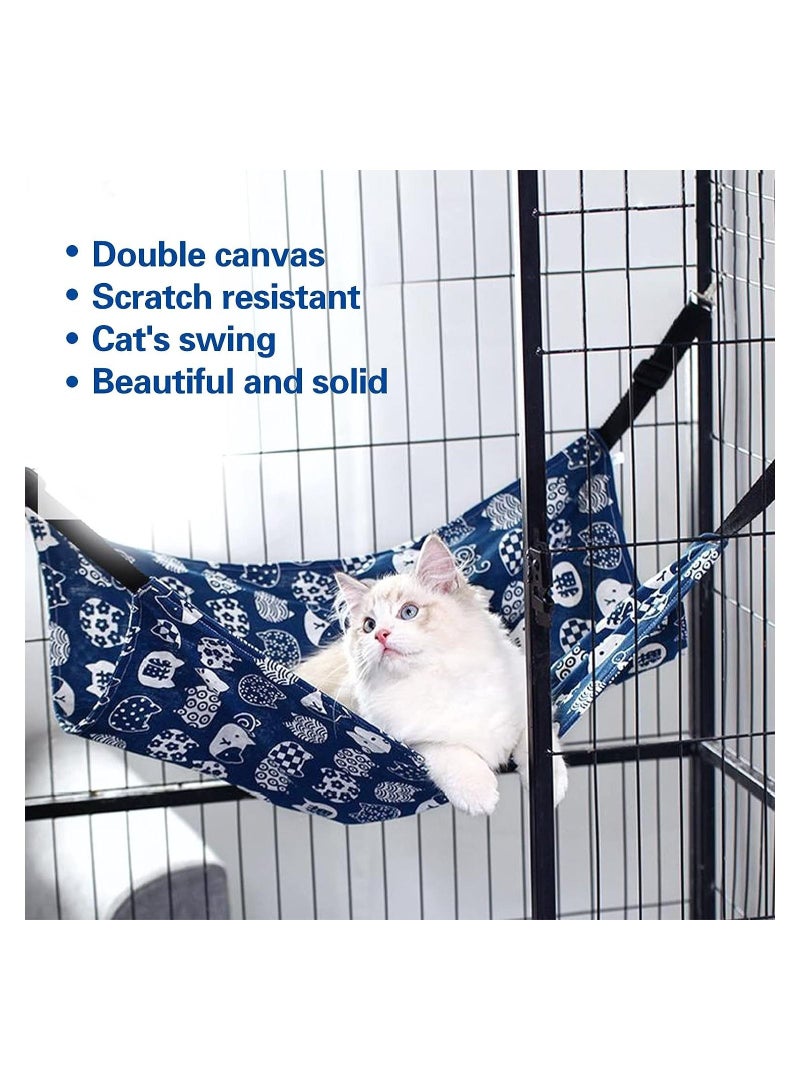 أرجوحة من القماش للقطط، أرجوحة معلقة للقطط، أرجوحة قفص للحيوانات الأليفة، ناعمة ومسامية، موصى بها للحيوانات الأليفة التي يقل وزنها عن 6 كجم، مناسبة للقطط والكلاب والأرانب والهامستر، إلخ. 53 × 35 سم - Image 4