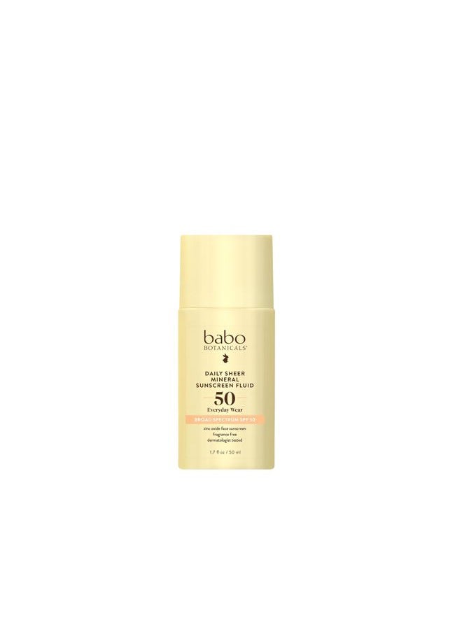 Babo Botanicals سائل واقي شمس معدني شفاف يومي SPF50 - أكسيد الزنك الطبيعي - زيت فاكهة العاطفة - خالي من العطور - خفيف للغاية - للوجه - لجميع الأعمار - Image 1