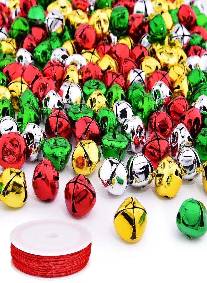 Hapeper 60 Pieces 1 Inch Christmas Jingle Bells Red Green Gold Silver Metal Bells for Christmas Decoration - Image 1
