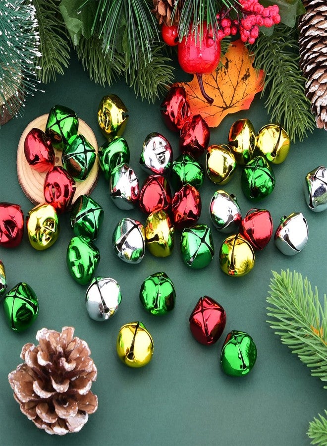 Hapeper 60 Pieces 1 Inch Christmas Jingle Bells Red Green Gold Silver Metal Bells for Christmas Decoration - Image 2