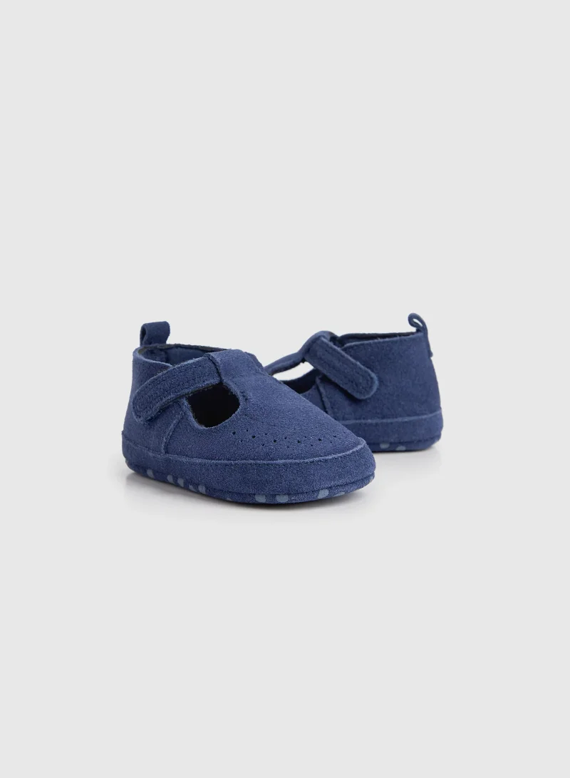 mothercare Navy Leather Pram Shoes