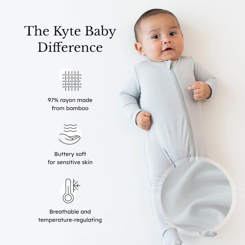 KYTE BABY Unisex Zipper Closure Footies, Rayon Made From Bamboo (Newborn, Storm) - Image 2