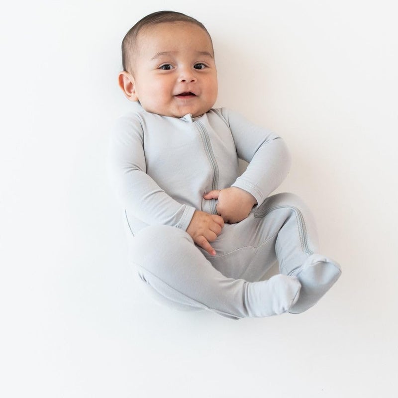 KYTE BABY Unisex Zipper Closure Footies, Rayon Made From Bamboo (Newborn, Storm) - Image 4