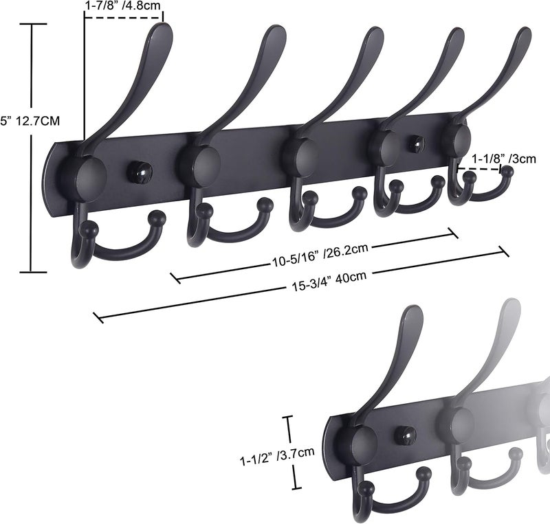 Dseap Storage & transit friendly Coat Rack Wall Mounted - 5 Tri Hooks, Heavy Duty, Stainless Steel, Metal Coat Hook Rail for Coat Hat Towel Purse Robes Mudroom Bathroom Entryway (Rose Gold, Pack of 2) Multi-demand satisfied design - Image 2