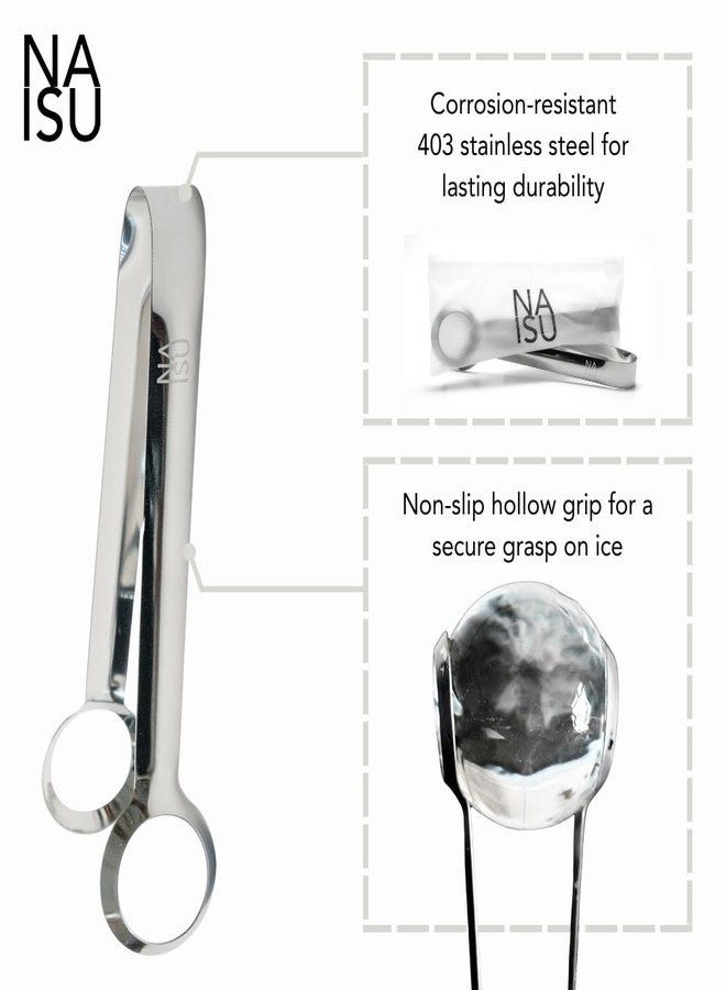 NAISU Premium Clear Ice Tongs, 430 Stainless Steel for Precision Grip for Clear Ice Spheres, Rust-Resistant for Bar & Home Use, Ice Ball Tongs, Ice tong for whisky ice - Image 4