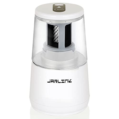 JARLINK Electric Pencil Sharpener HeavyDuty Helical Blade to Fast Sharpen Auto Stop for No2Colored Pencils68mm AC AdapterBattery Operated in School ClassroomOfficeHome White