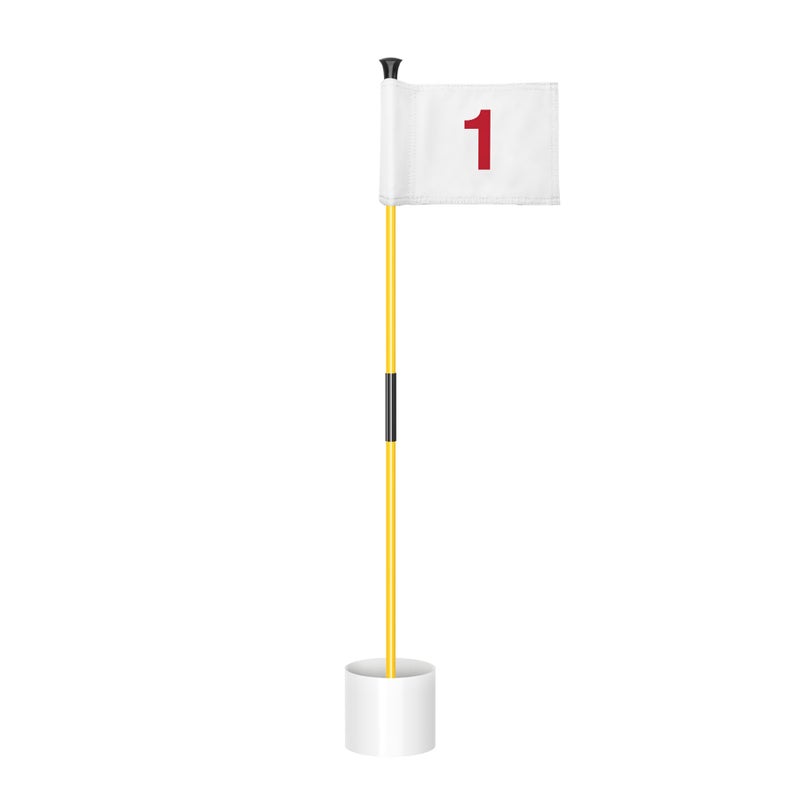 KINGTOP Miniature Golf Flagstick, Practice Putting Green Flags for Yard, Golf Pin Flag Hole Cup Set, Portable 2-Section Design, 3ft Flagpole, White Flag Numbered #1, Indoor | Outdoor - Image 1