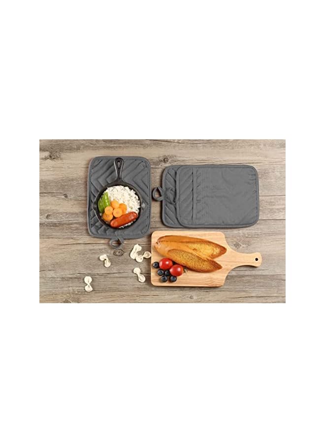 KASTWAVE Pot Holder with Pocket 100% Cotton Heat Resistant Coaster Potholder Kitchen Hot Pad Gray Oven Mitts for Cooking and Baking Square 7"x9" (Gray, 5) - Image 4