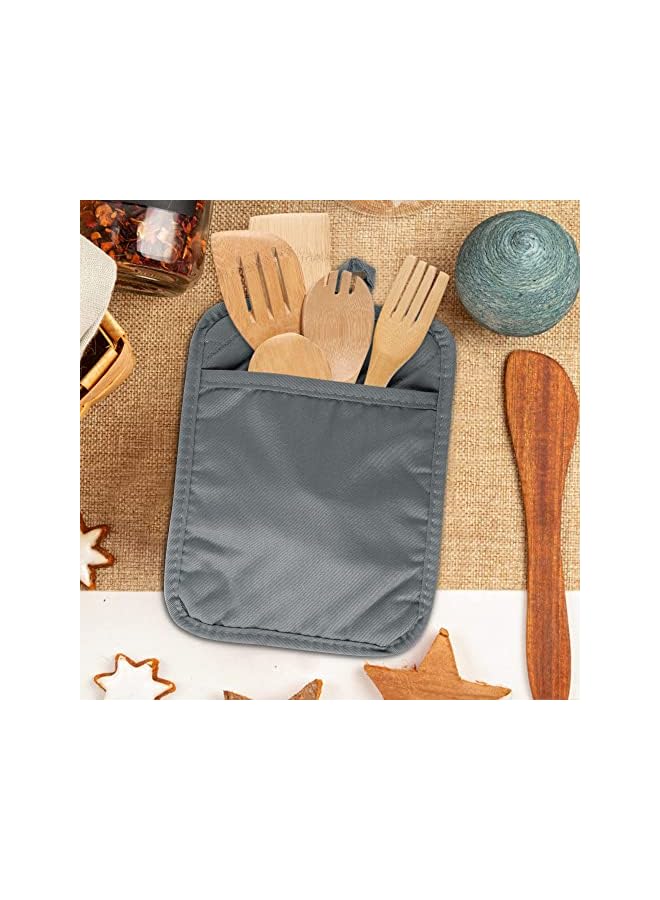 KASTWAVE Pot Holder with Pocket 100% Cotton Heat Resistant Coaster Potholder Kitchen Hot Pad Gray Oven Mitts for Cooking and Baking Square 7"x9" (Gray, 5) - Image 5