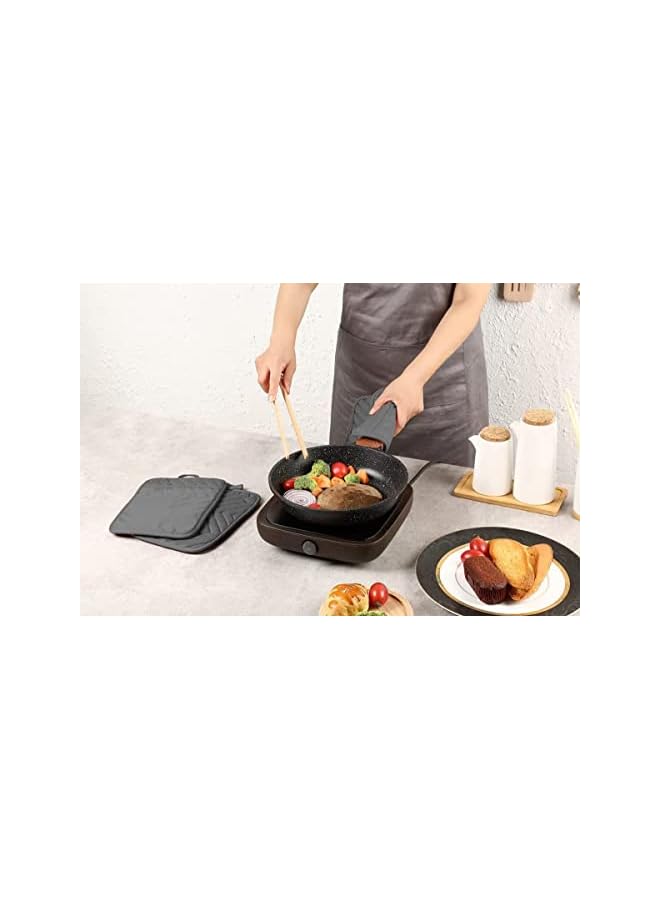 KASTWAVE Pot Holder with Pocket 100% Cotton Heat Resistant Coaster Potholder Kitchen Hot Pad Gray Oven Mitts for Cooking and Baking Square 7"x9" (Gray, 5) - Image 2