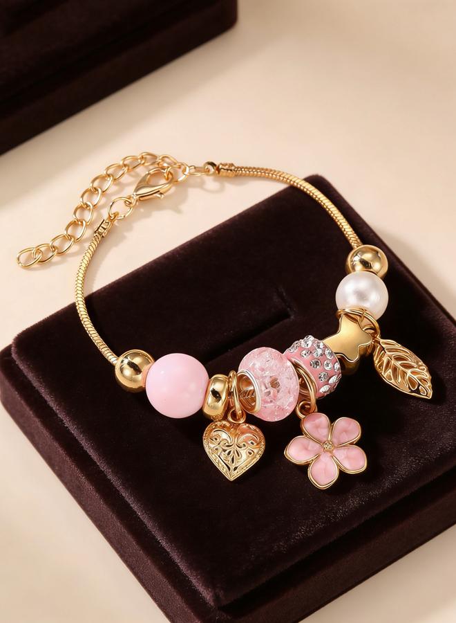 Take Two Pink Floral Charm Bracelet - Image 3
