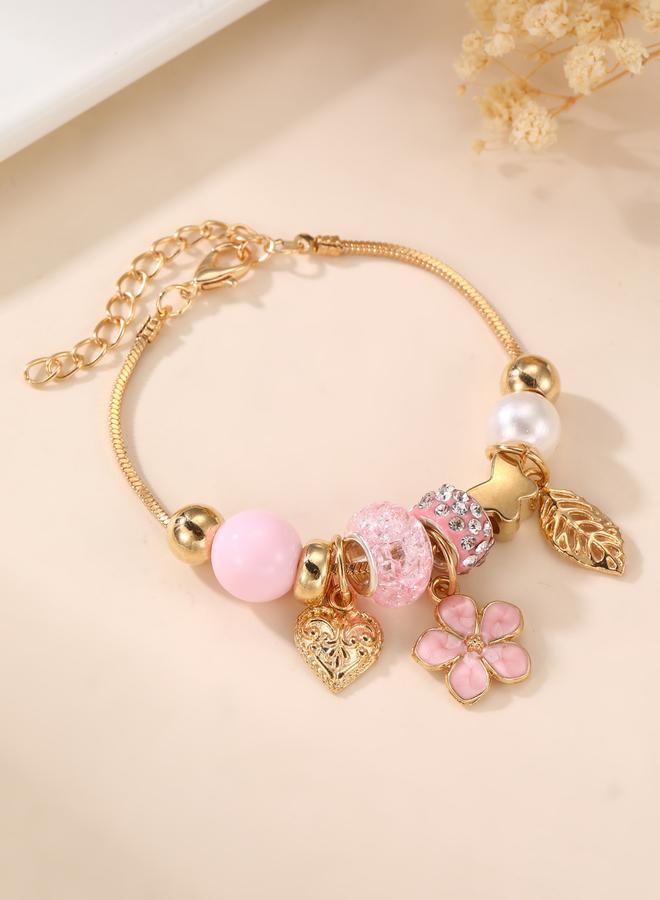 Take Two Pink Floral Charm Bracelet - Image 2