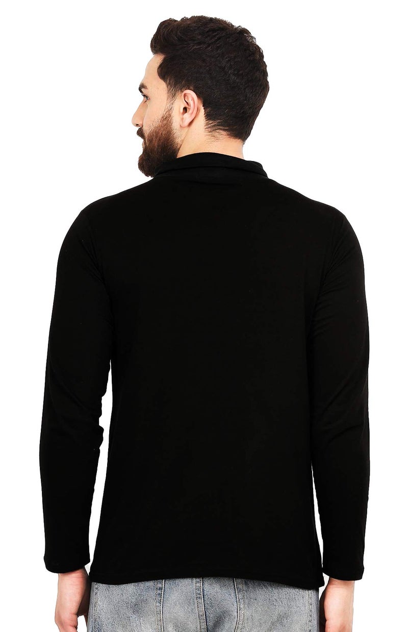 LEOTUDE Men's Regular Fit Fullsleeve T Shirt (64_Black_P_Blak_M) - Image 5