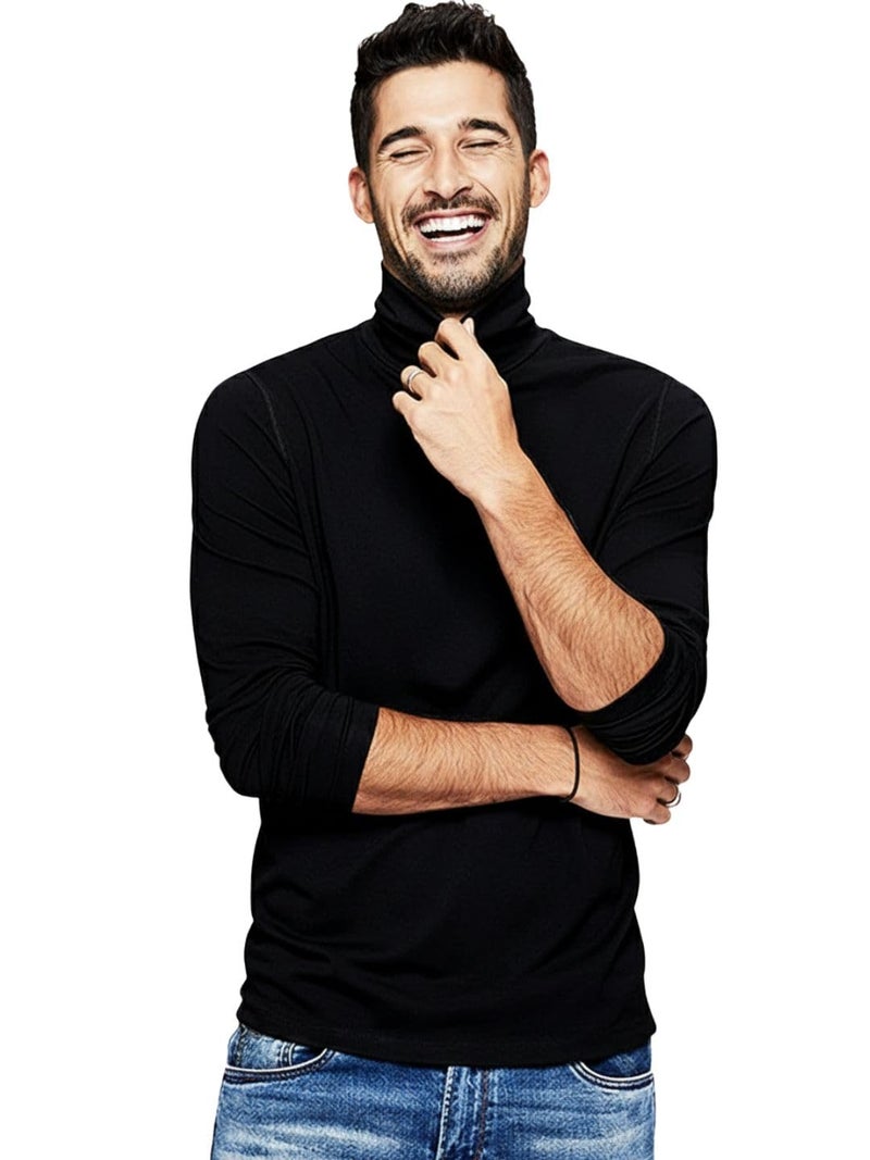 LEOTUDE Men's Regular Fit Fullsleeve T Shirt (64_Black_P_Blak_M) - Image 2
