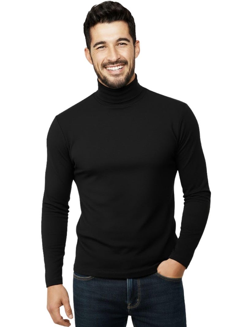 LEOTUDE Men's Regular Fit Fullsleeve T Shirt (64_Black_P_Blak_M) - Image 4