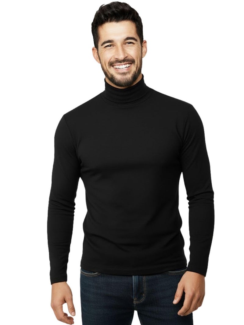 LEOTUDE Men's Regular Fit Fullsleeve T Shirt (64_Black_P_Blak_M) - Image 3