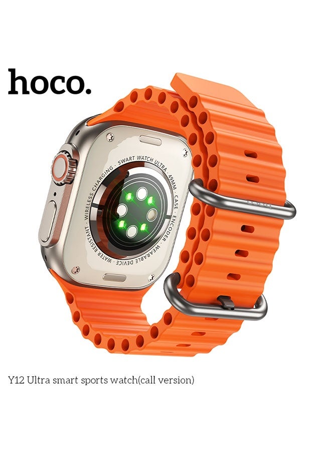 hoco. HOCO Y12 Smart Sports Watch (Call Version) Orange/Gold - Image 3