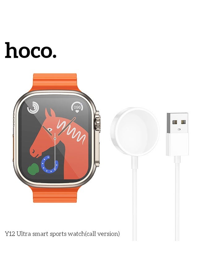 hoco. HOCO Y12 Smart Sports Watch (Call Version) Orange/Gold - Image 4