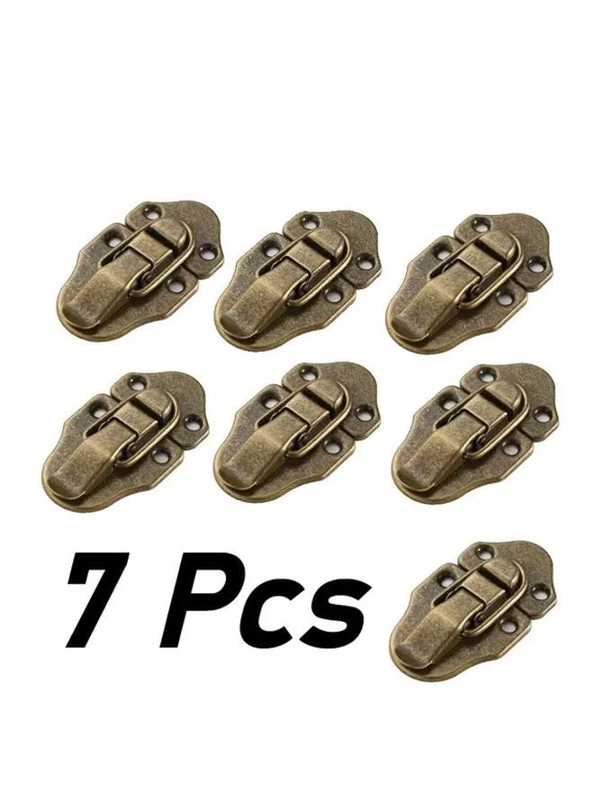 Set of 7 Metal Box Locks Vintage Drawer Clasps for Jewelry Boxes And Wooden Cabinets with Screws - Image 1