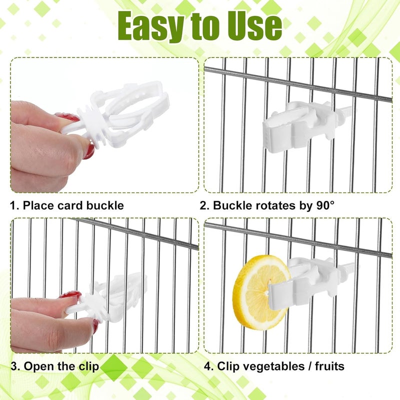 PINKE Wear resistant 10PCS Bird Cage Food Holder, Plastic Parrot Fruit Vegetable Clips, Millet Holder for Bird Cage Parrot Food Feeder Clip for Budgie Parakeet Cockatoo Macaw Cockatiel Conure Durability boost selected material - Image 4