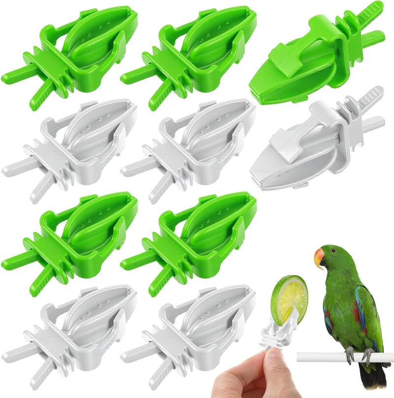 PINKE Wear resistant 10PCS Bird Cage Food Holder, Plastic Parrot Fruit Vegetable Clips, Millet Holder for Bird Cage Parrot Food Feeder Clip for Budgie Parakeet Cockatoo Macaw Cockatiel Conure Durability boost selected material - Image 1