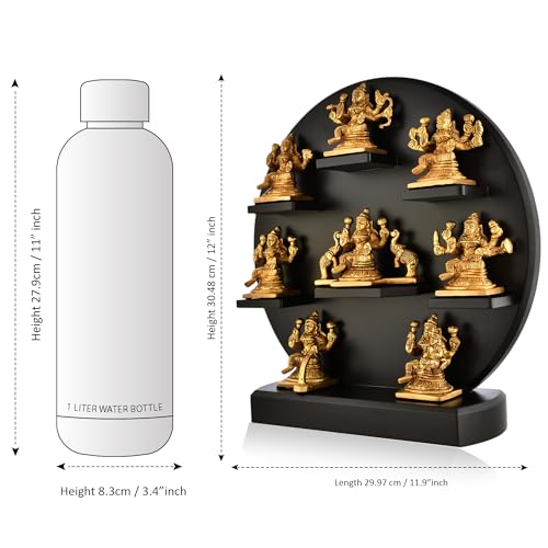 CraftVatika Brass Ashtalakshmi Statue Ashta Lakshmi Idol Set of 8 Idols Height 3 Inch, Brass Eight Form of Lakshmi Ashtalakshmi of Wealth Prosperity Fertility Laxmi on Wooden Base (12 Inch Height) - Image 2