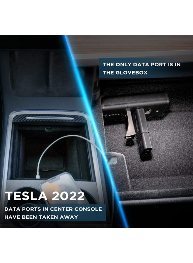 Nestour 2022 2023 Tesla Glovebox USB Hub for Model 3 and Model Y, Charging & Data Transferring, Compatible with Game Controllers, Music, Dash Cam and Boombox Data
