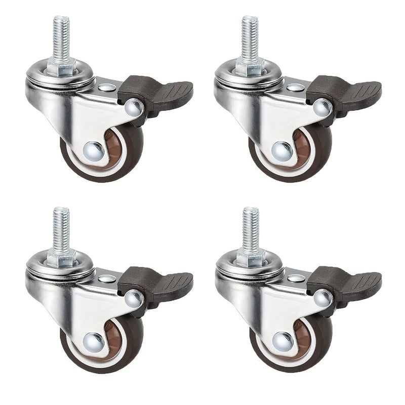 Universal Caster Wheels 8Pcs TPR Swivel Stem With M6 M8 Thread Rods For Cart Furniture Workbench 1 25 Inch - Image 4