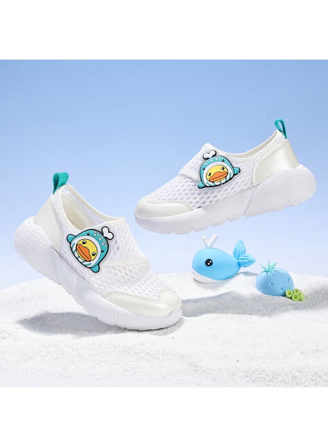 B.duck Kids' Sports Shoes Boys' Summer White Shoes Girls' Breathable Mesh Shoes 6919 White 27 - Image 1